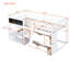 Lit mezzanine simple avec bureau à roulettes, tablette et tiroirs - blanc