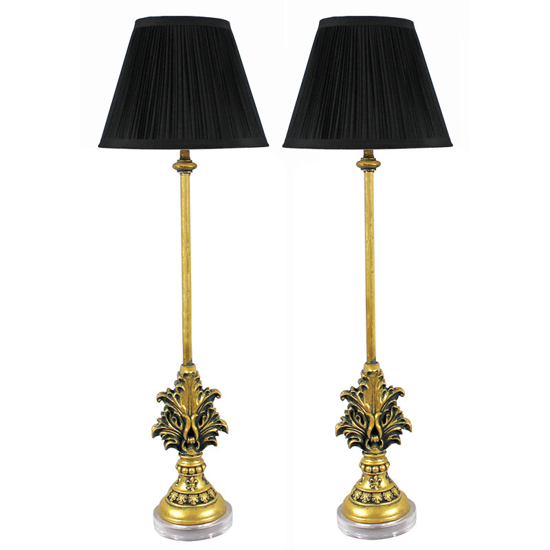 Lampe buffet 27 po Zana, Or antique, Crème
