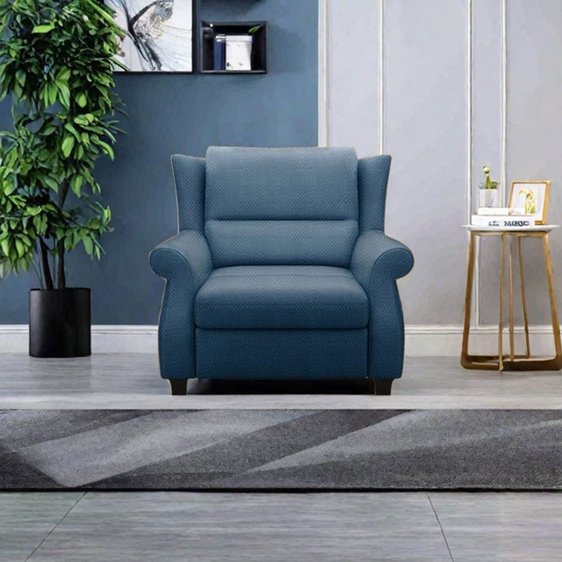 Ergonomically designed cotton and linen recliner, Dark Blue