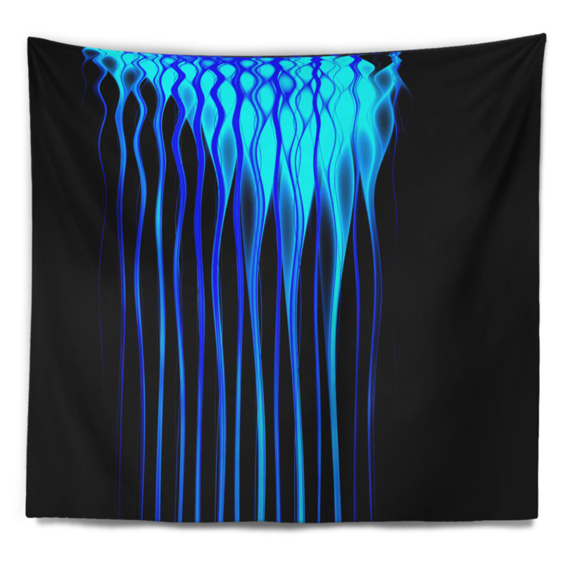 Tapisserie de motif fractal à flammes abstraites, H 50 po x l 60 po