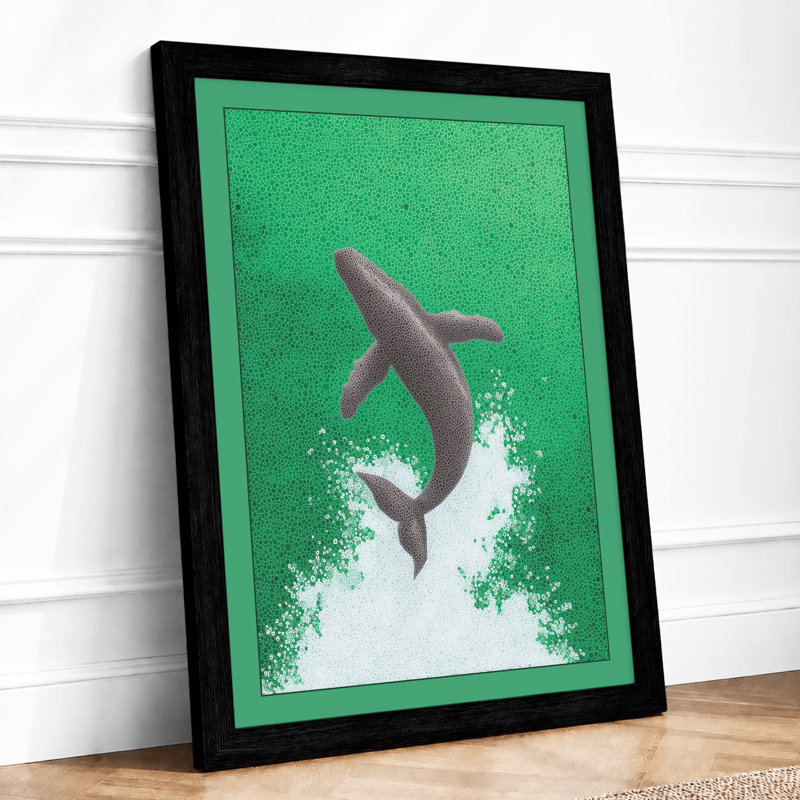 Leaping Dolphin Coastal - Print, A4 - 29.7 x 21.0 cm, Black