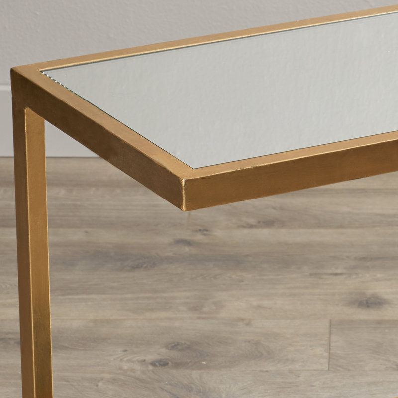 Table de bout avec rangement Oxendine, Or / miroir