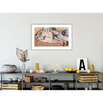 «After the Bath or Inclining Nude» par Edgar Degas, impression giclée encadrée