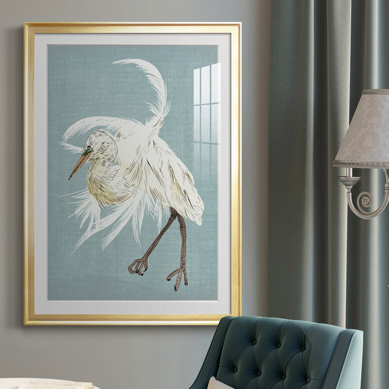 Heron Plumage IV - reproduction de cadre photo, H 30,5 po x l 22,5 po x P 1 po, Or