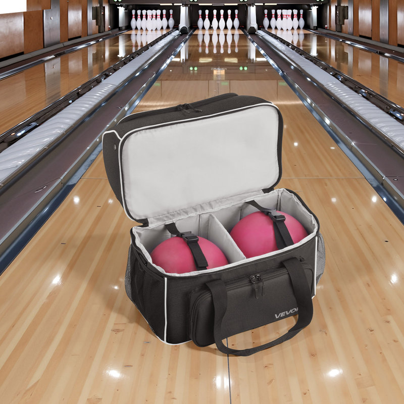 Sac de boules de quilles, sac de quilles quatre roulettes à 2 roulettes avec roulettes, comprenant un compartiment séparé pour les chaussures (jusqu'à la taille US 16) et une poche pour accessoires surdimensionnée, une poignée rétractable de 37,4 po