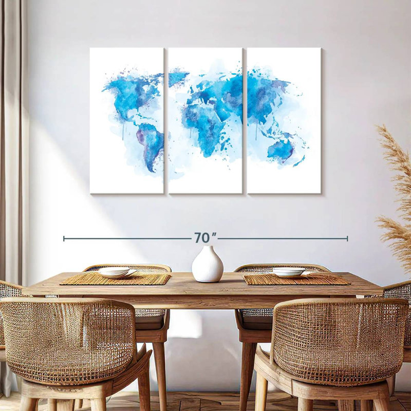 Carte du monde d'Aliaz - Blue Splash, H 36 po x l 57 po