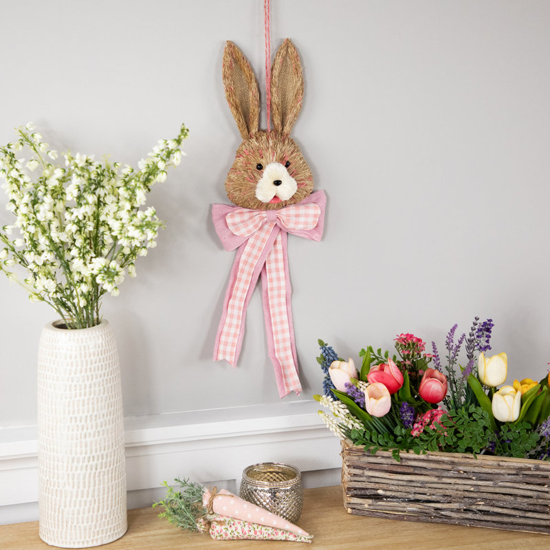 Décoration murale lapin de Pâques avec nœud suspendu