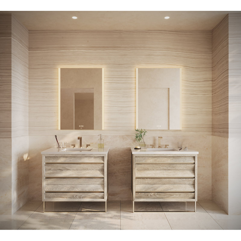 Instinct Lighted Rectangular Mirror, Edge Lit Light Pattern, 36" x 48" x 7/8"