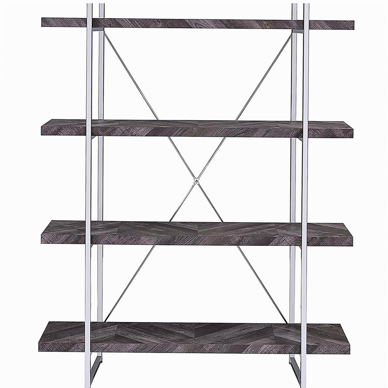 Bibliothèque pleine longueur rétro à chevrons gris