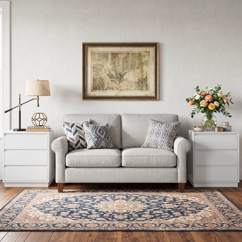 Table de chevet en bois 23,6 po avec 3 tiroirs, Blanc