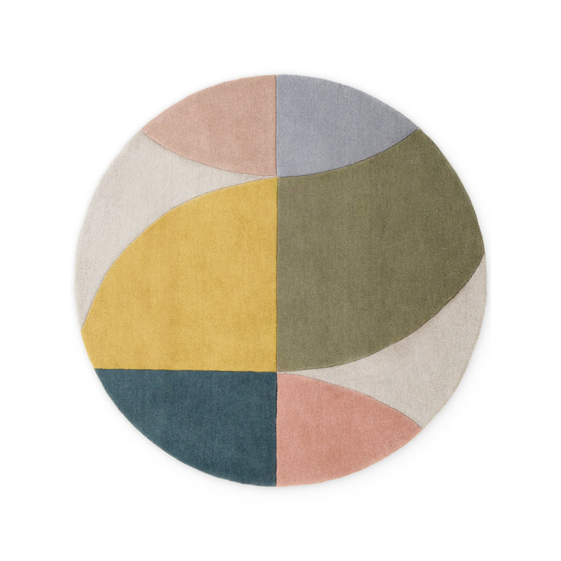 Deveshi Geometric Wool Hand Tufted Area Rug, Round 160 cm