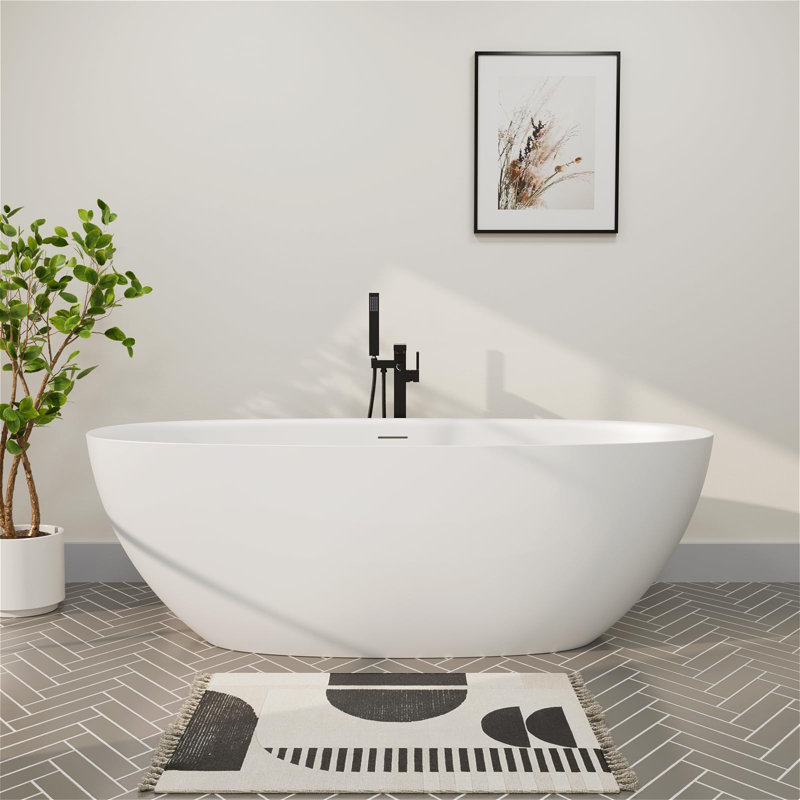 Baignoire de trempage autoportante 71 po. X 30,4 po. Blanche matte, Blanc mat, 71 po x 30,4 po