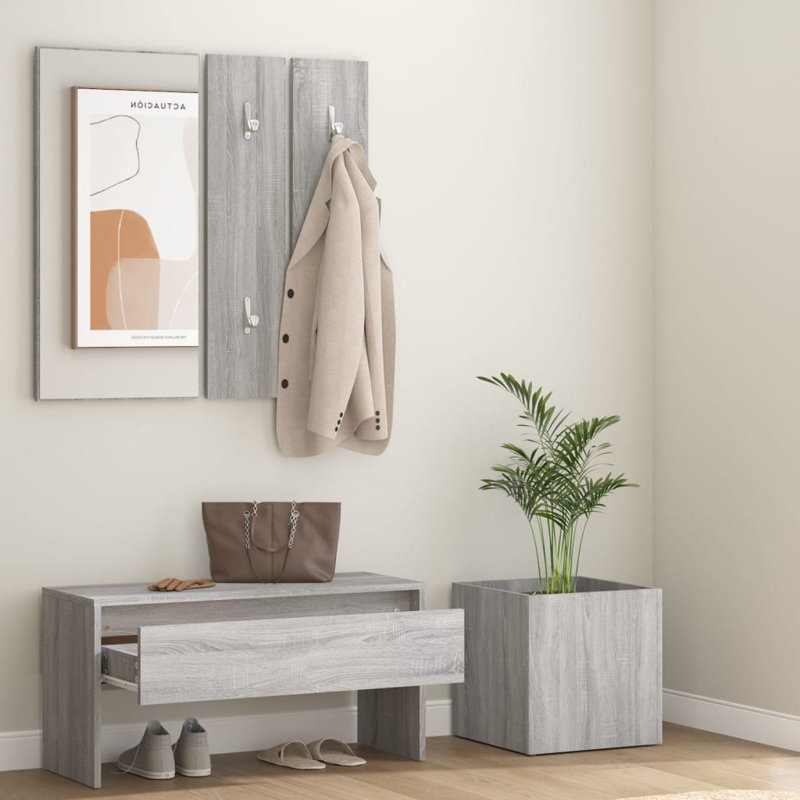 vidaXL Hallway Furniture Set Engineered Wood, Grey