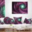 Fractale, fleur, vert, mauve, art numérique - imprimé floral