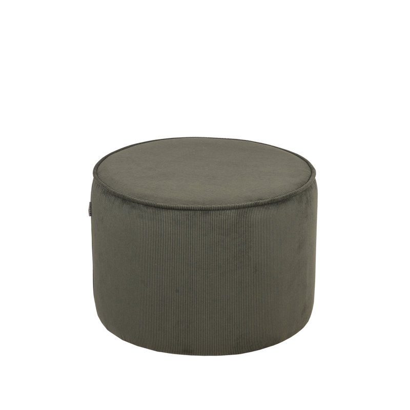 55cm Wide Round Solid Colour Pouffe Ottoman, Army Green