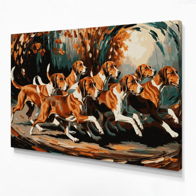 Dogs American Foxhound Black Canvas Wall Art