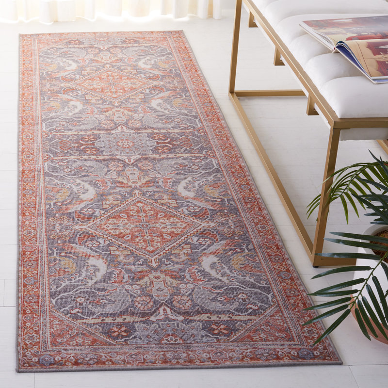 Tapis oriental gris / rouille Abdussamad, Tapis de couloir 2 pi 6 po x 8 pi