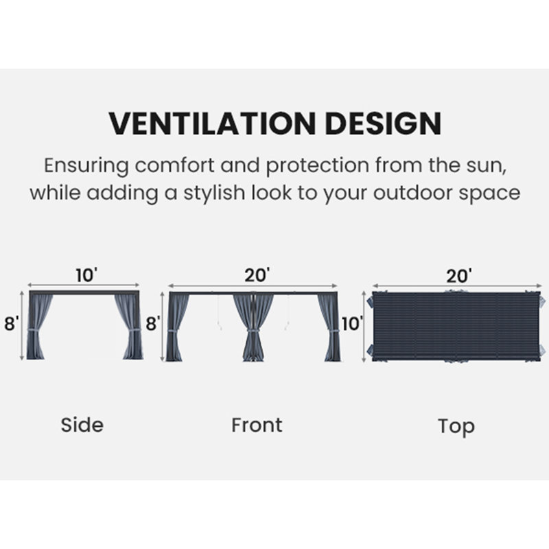 Pergola d'extérieur en aluminium, Noir