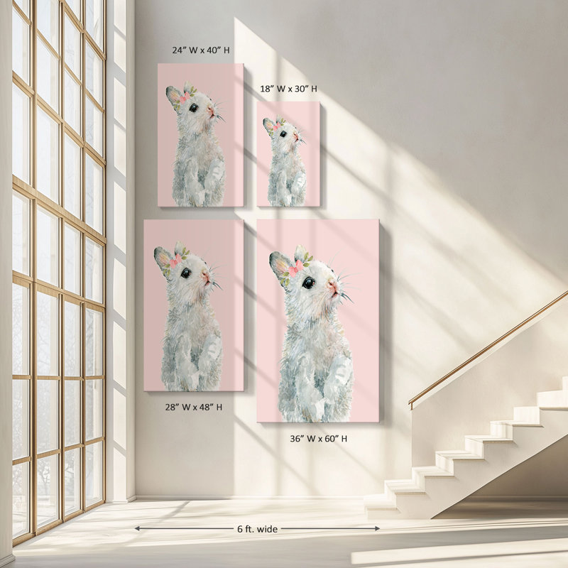 "Bunny Dressed Up" par Carol Robinson, reproduction sur toile, H 60 po x l 36 po x P 1,5 po