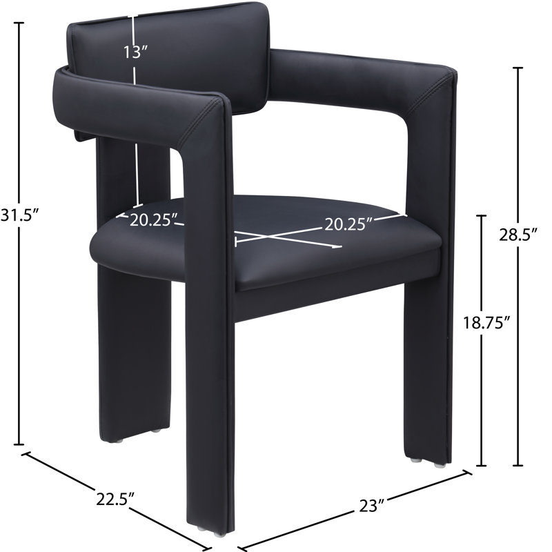 Exilda Vegan Leather Dining Chair, Black Vegan Leather