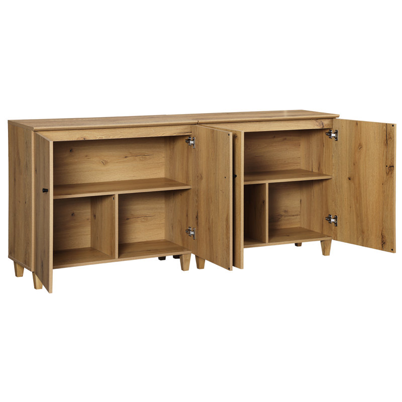 TV Stand Cabinets For 100+ Inches Tvs, 4-In-1 Media Console Table With Doors And Drawers, Brown Wood