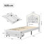 UK & EU Single Princess Bed With LED Crown Headboard & Storage Drawer, Pink & White Faux Leather-1057251433-1070238904