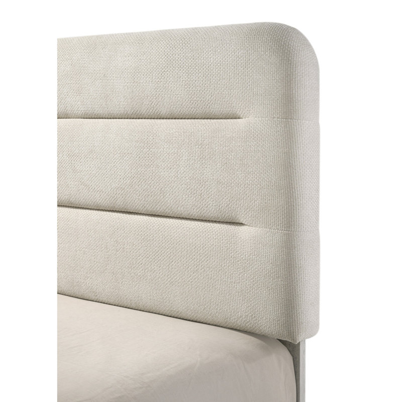 Lit moelleux rembourré à panneau de taille grand lit 1pc Lignes épurées Palette neutre Mobilier de chambre à coucher blanc antique