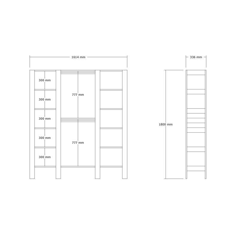 Penderie Modern Sapphire, 63,4 po x 70,9 po x 13,2 po | 100% panneau de particules enduit de mélamine, épaisseur: 0,7 pouce | Solution de rangement élégante et fonctionnelle pour la chambre à coucher et le placard, design durable et élégant