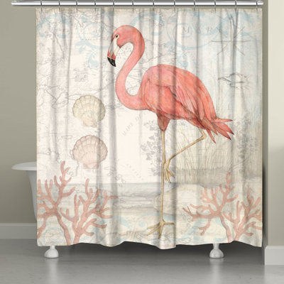 Rideau de douche simple côtier flamant rose Lavonne