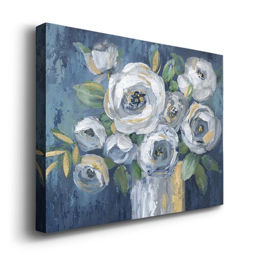 Winston Porter Indigo Touch Of Gold On Canvas Print & Reviews | Wayfair