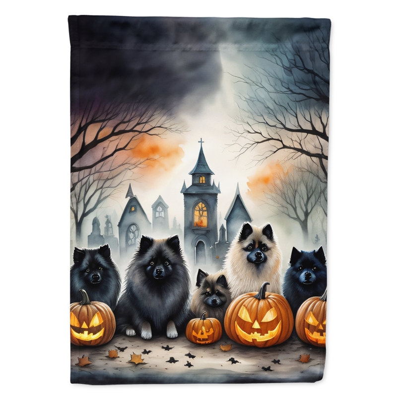 Drapeau de la maison d'Halloween Keeshond Spooky