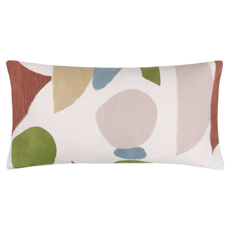 Ceolia Abstract Cushion, Beige/White/Green/Red, 30cm H x 65cm W, Rectangle