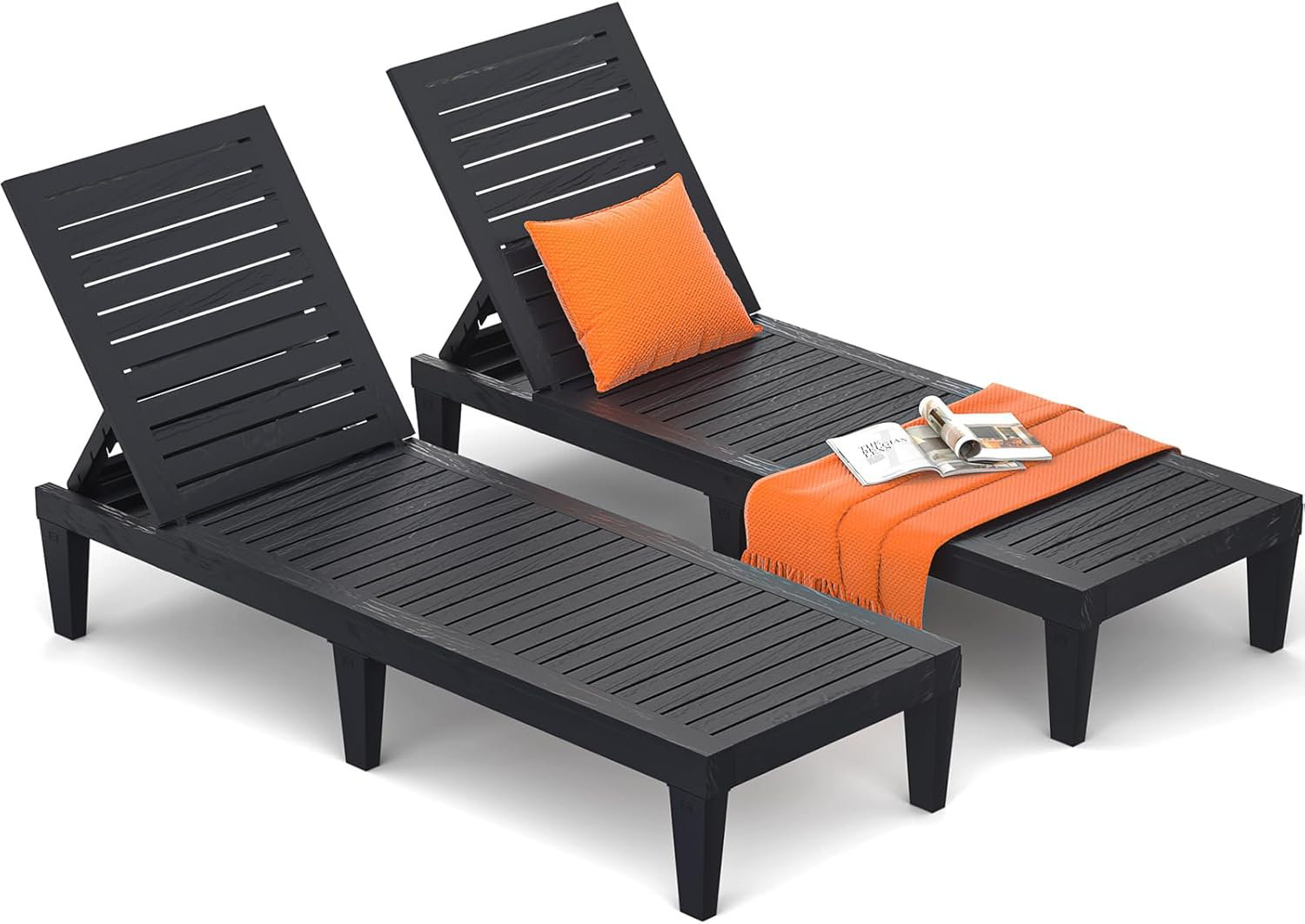 Latitude Run® Outdoor Chaise Lounge Chair Set of 2 for Poolside Patio ...