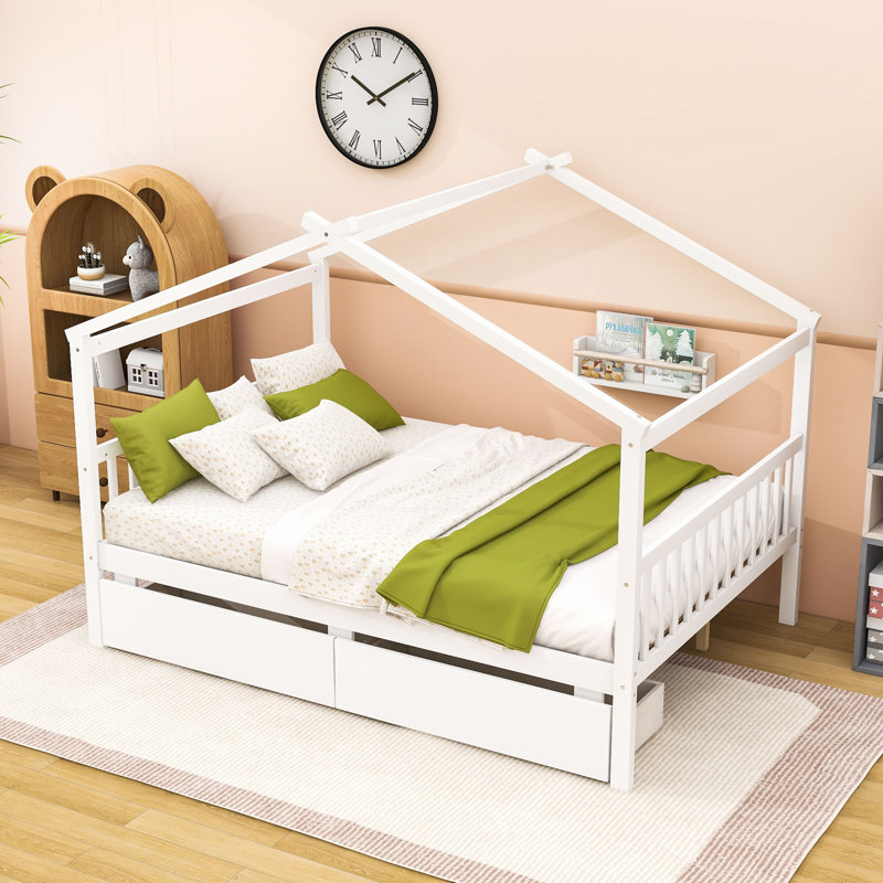 Souris Wood Daybed with 2 Big Drawers, Full, White