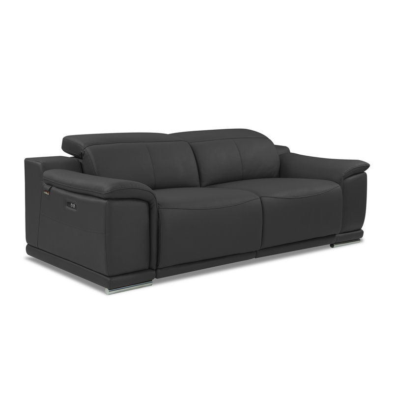Canapé inclinable électrique en cuir italien véritable, Gris foncé