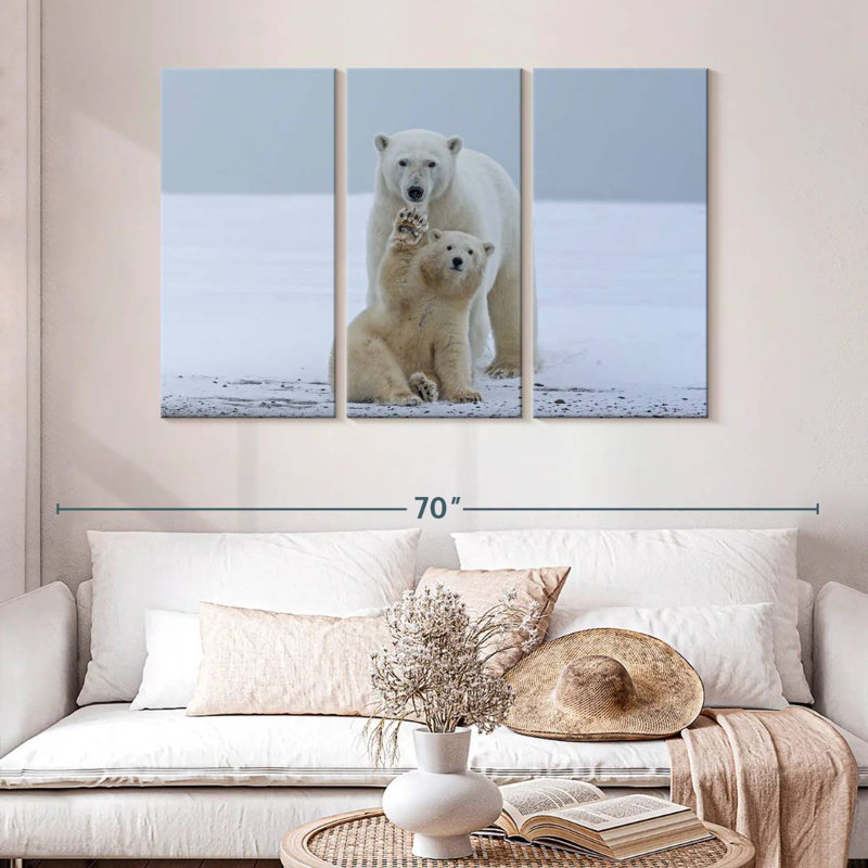 Brampt Polar Bear Waving, 32" H x 50" W