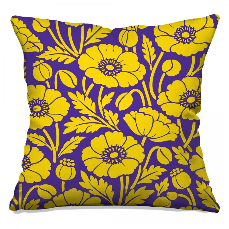 Coussins décoratifs jaunes à motif floral, 26 x 26 pouces