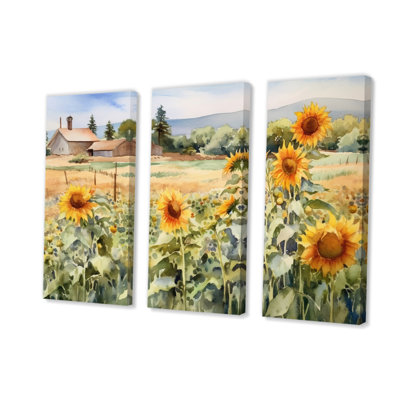 " Golden Sunflower At The Farm IV " 3 - Pieces