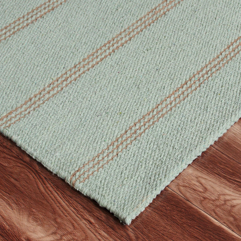 Tapis rayé en coton tissé à la main Goeger, Rectangle 7 pi 9 po x 9 pi 9 po