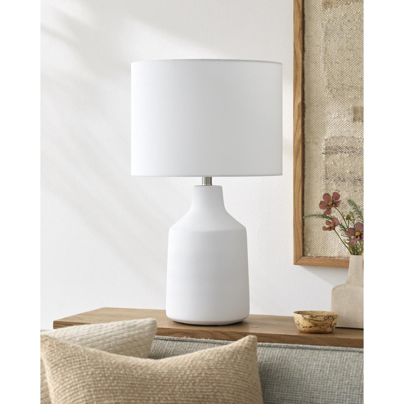 Lockwood Table Lamp, White, White