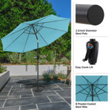 Parasol de patio à inclinaison automatique de 10 pi avec toile ventilée pour terrasse, balcon, porche, cour ou piscine Kelton par Pure Garden