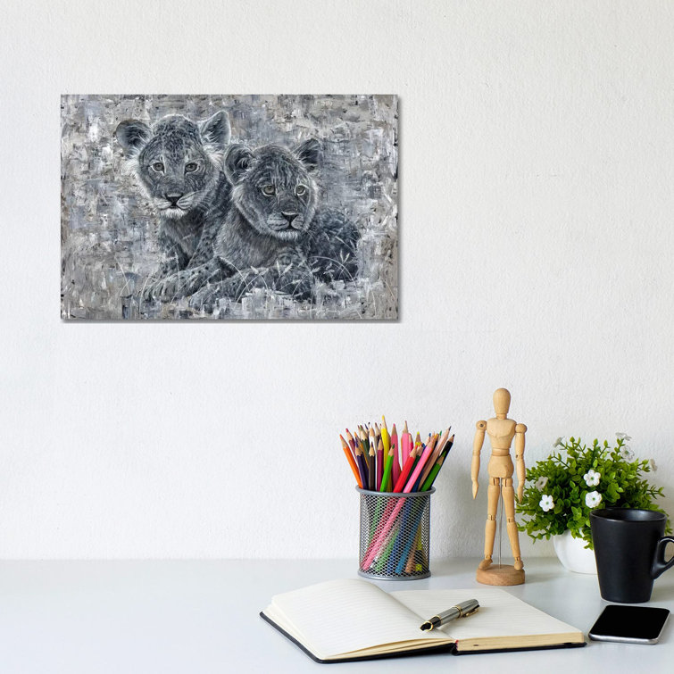 Power Of The Pride Lion Cubs by Angela Bawden - Wrapped Canvas Gallery-Wrapped Canvas Giclée