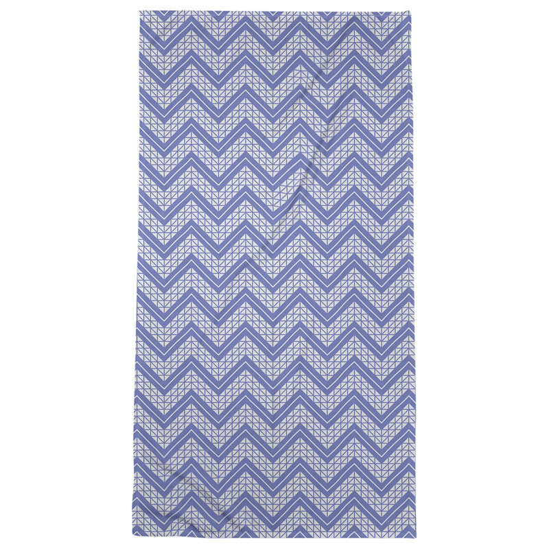 Serviette de bain à chevrons à la main classic Stephenie, Bleu / Blanc