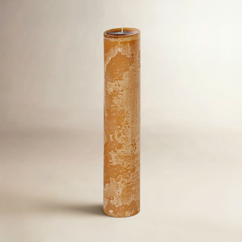 Bougie cylindrique sans parfum, H 13,75 po x l 2,75 po x P 2,75 po, Chamois