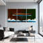 Nautique et plage, bateau sur l'eau avec reflets et vagues, ensemble de 3 impressions sur toile-485331896