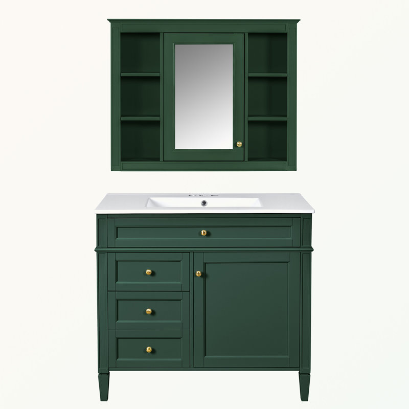 Kirac 36'' Bathroom Vanity with Top, Green