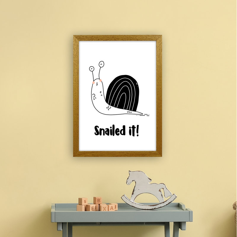 Snail by Miniofmine - Print, 46cm H x 34cm W x 3cm D, Brown Framed