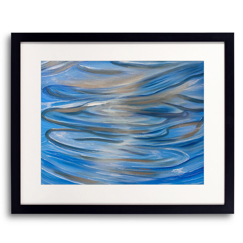 Ripples par Alicia Lopez - Peinture, H 17,25 po x l 21,25 po, Papier avec cadre noir