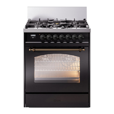ILVE Nostalgie II Series 30 inch Dual Fuel Range with 5 Sealed Burners (Glass Door)