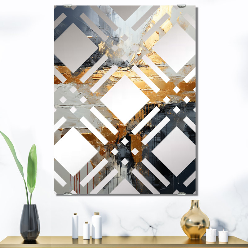 Genette - Grand miroir mural à formes abstraites modernes MIR137392, 40 po x 30 po